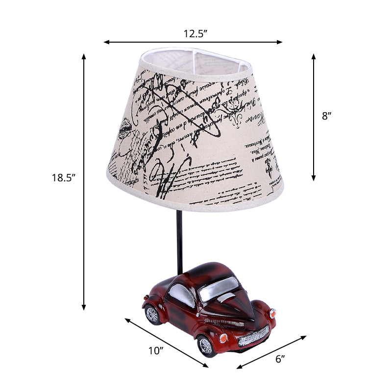 Contemporary Multi-Color Desk Lamp Tapered Shade One Bulb Fabric and Resin Table Light for Bedroom Clearhalo 'Lamps' 'Table Lamps' Lighting' 193321