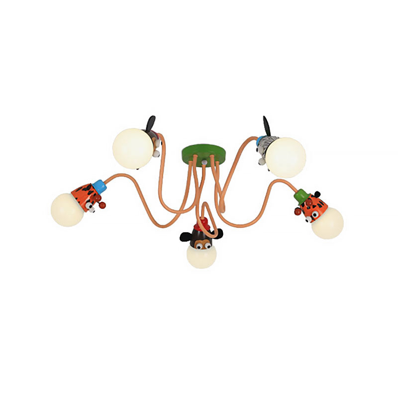 Animal Shaped Ceiling Fixture Cartoon Style Metal Multi-Color Pendant Light for Kindergarten Clearhalo 'Ceiling Lights' 'Close To Ceiling Lights' 'Close to ceiling' 'Semi-flushmount' Lighting' 193332