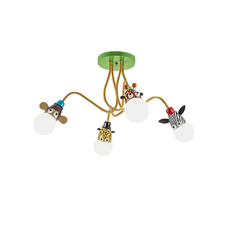 Animal Shaped Ceiling Fixture Cartoon Style Metal Multi-Color Pendant Light for Kindergarten Clearhalo 'Ceiling Lights' 'Close To Ceiling Lights' 'Close to ceiling' 'Semi-flushmount' Lighting' 193335