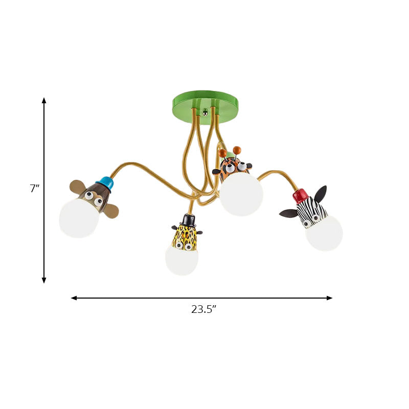 Animal Shaped Ceiling Fixture Cartoon Style Metal Multi-Color Pendant Light for Kindergarten Clearhalo 'Ceiling Lights' 'Close To Ceiling Lights' 'Close to ceiling' 'Semi-flushmount' Lighting' 193336