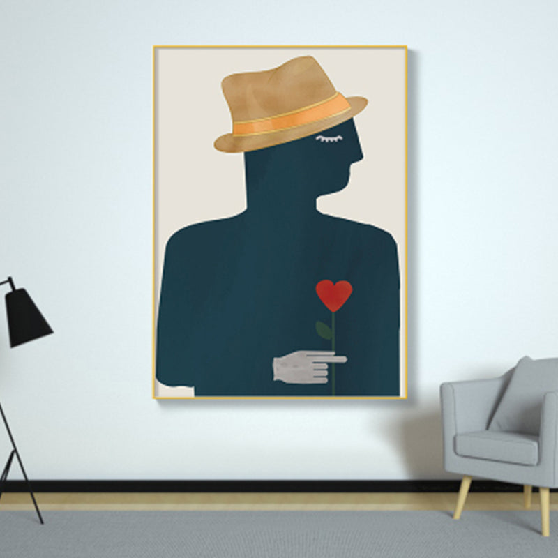 Illustration Figure Portrait Canvas Print Dark Color Cubism Wall Art for House Interior Blue Clearhalo 'Arts' 'Canvas Art' 1933395