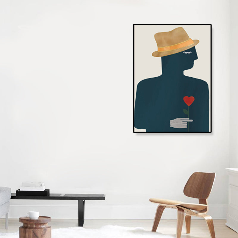 Illustration Figure Portrait Canvas Print Dark Color Cubism Wall Art for House Interior Clearhalo 'Arts' 'Canvas Art' 1933396