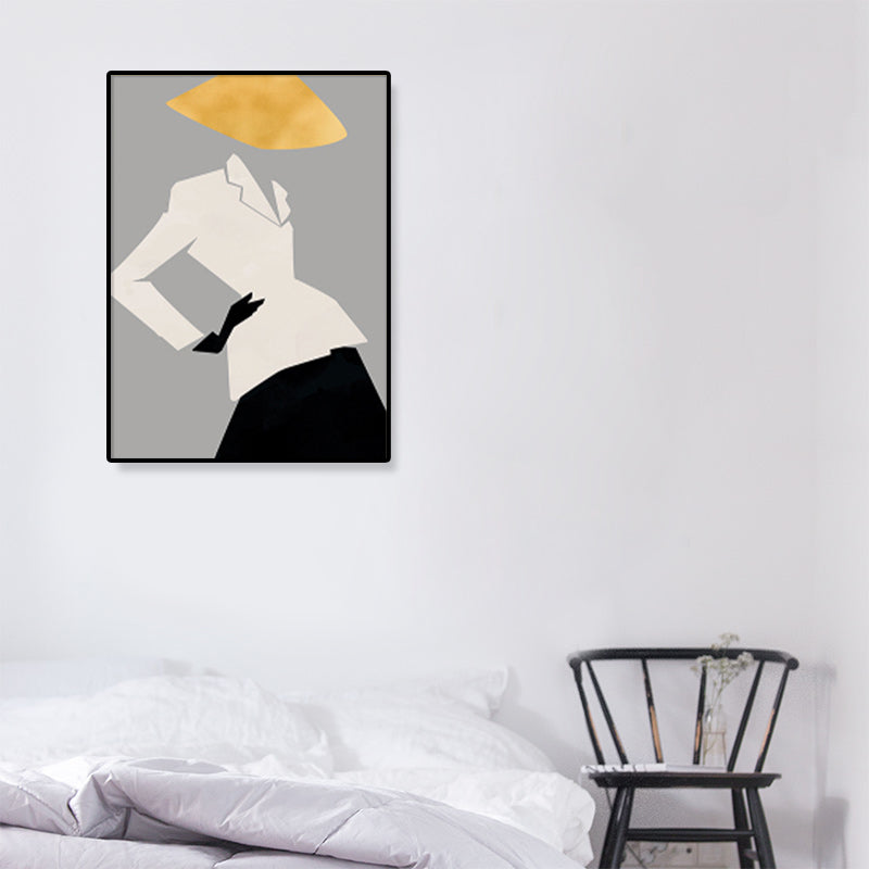 Illustration Figure Portrait Canvas Print Dark Color Cubism Wall Art for House Interior Clearhalo 'Arts' 'Canvas Art' 1933402