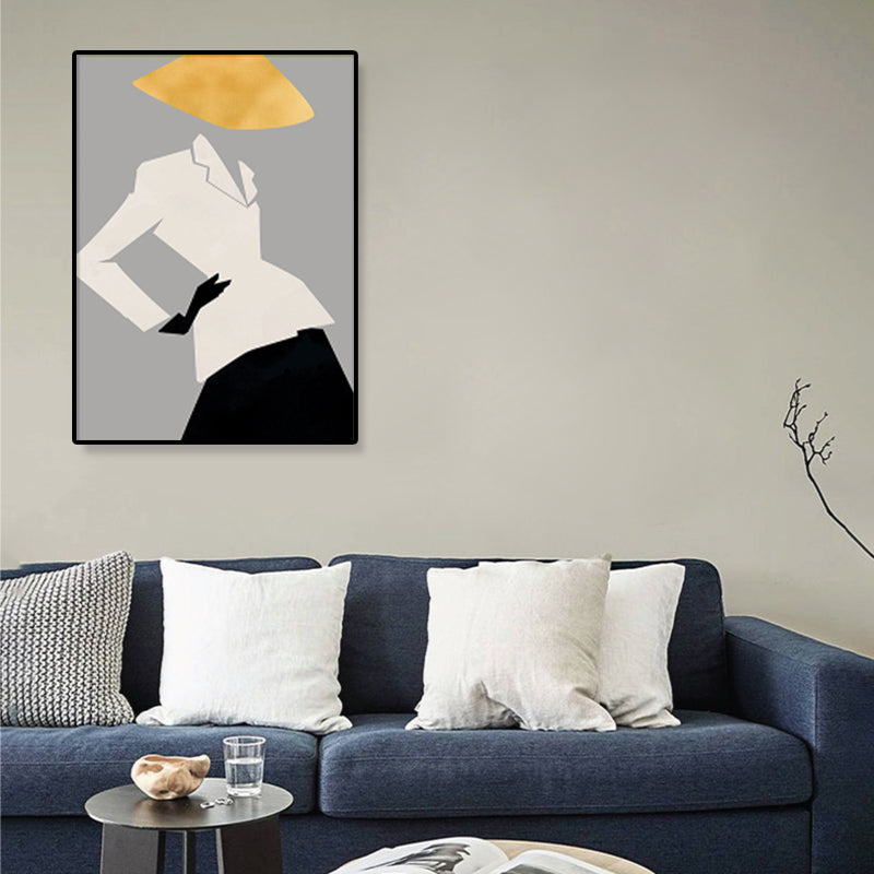 Illustration Figure Portrait Canvas Print Dark Color Cubism Wall Art for House Interior Clearhalo 'Arts' 'Canvas Art' 1933403