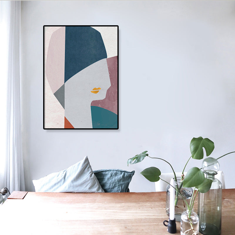 Illustration Figure Portrait Canvas Print Dark Color Cubism Wall Art for House Interior Grey Clearhalo 'Arts' 'Canvas Art' 1933405