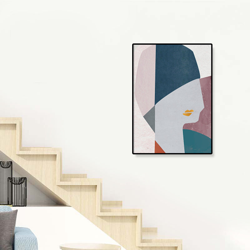 Illustration Figure Portrait Canvas Print Dark Color Cubism Wall Art for House Interior Clearhalo 'Arts' 'Canvas Art' 1933406