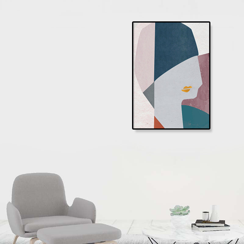 Illustration Figure Portrait Canvas Print Dark Color Cubism Wall Art for House Interior Clearhalo 'Arts' 'Canvas Art' 1933407