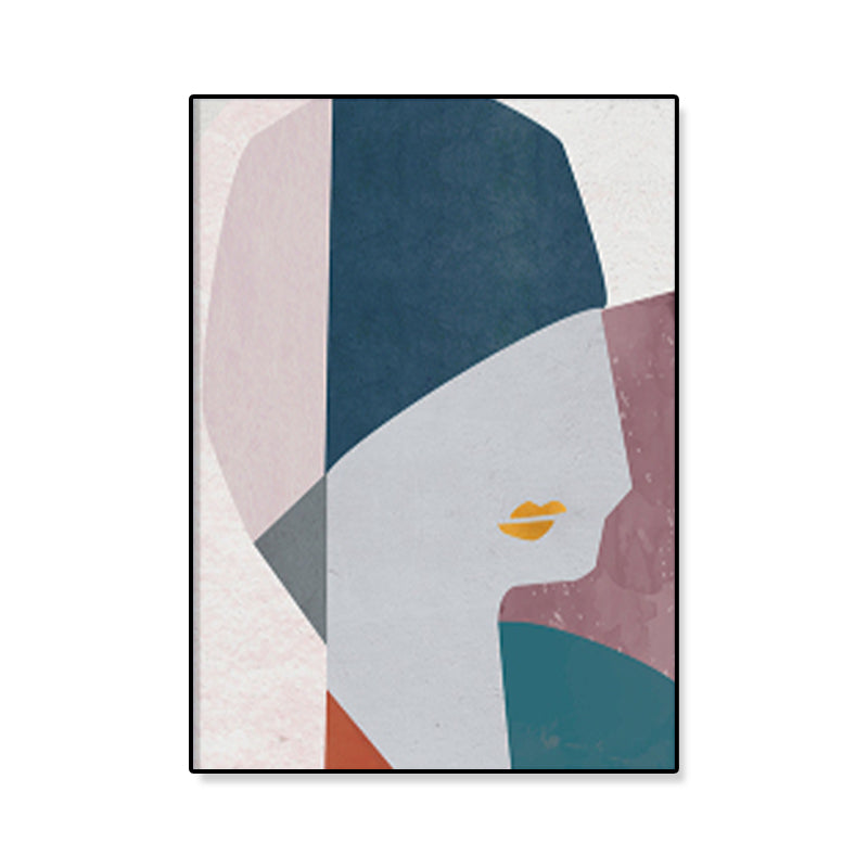 Illustration Figure Portrait Canvas Print Dark Color Cubism Wall Art for House Interior Clearhalo 'Arts' 'Canvas Art' 1933408