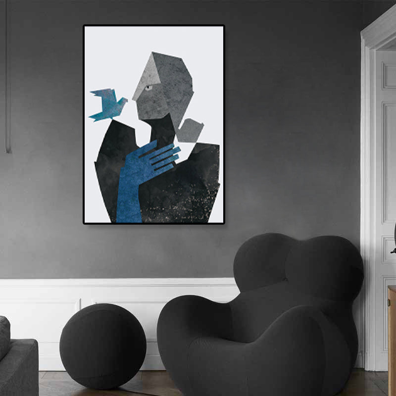 Illustration Figure Portrait Canvas Print Dark Color Cubism Wall Art for House Interior Clearhalo 'Arts' 'Canvas Art' 1933410