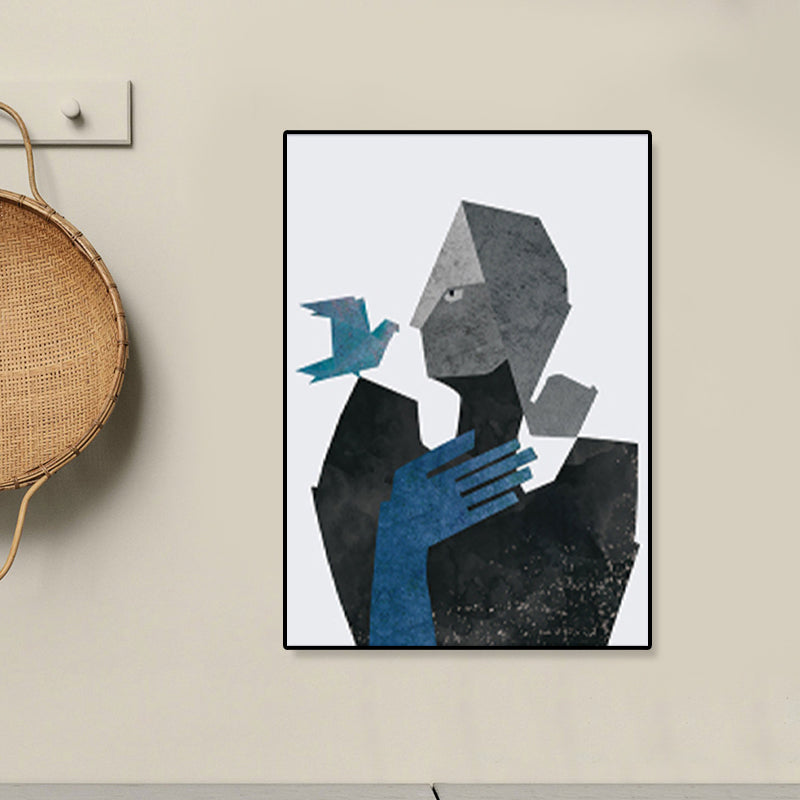 Illustration Figure Portrait Canvas Print Dark Color Cubism Wall Art for House Interior Clearhalo 'Arts' 'Canvas Art' 1933411