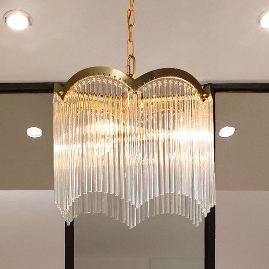 3/6 Heads Kitchen Hanging Chandelier Modern Gold Ceiling Lamp with Circular Crystal Rod Shade Clearhalo 'Ceiling Lights' 'Chandeliers' 'Modern Chandeliers' 'Modern' Lighting' 1933542