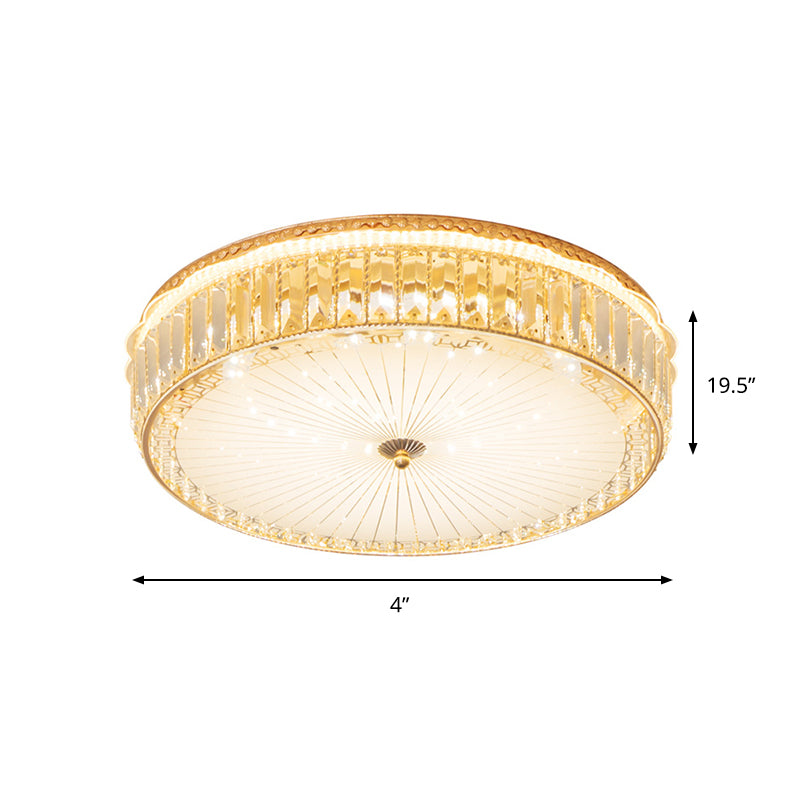 White Glass Round Ceiling Flush Modernism LED Flush Mount Spotlight with Crystal Block for Bedroom Clearhalo 'Ceiling Lights' 'Close To Ceiling Lights' 'Close to ceiling' 'Flush mount' Lighting' 1933599