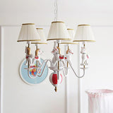 5 Lights Horse Pendant Lamp Contemporary Metal Chandelier for Baby Bedroom Clearhalo 'Ceiling Lights' 'Chandeliers' Lighting' options 193361