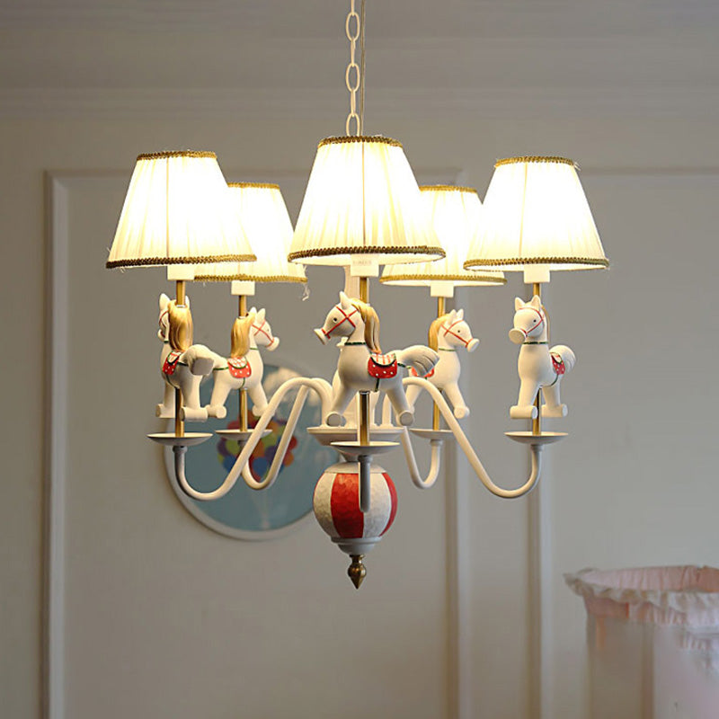 5 Lights Horse Pendant Lamp Contemporary Metal Chandelier for Baby Bedroom Clearhalo 'Ceiling Lights' 'Chandeliers' Lighting' options 193362