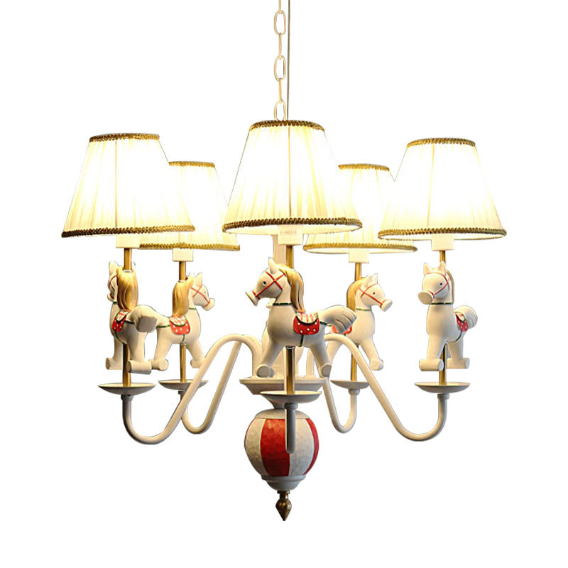 5 Lights Horse Pendant Lamp Contemporary Metal Chandelier for Baby Bedroom Clearhalo 'Ceiling Lights' 'Chandeliers' Lighting' options 193363