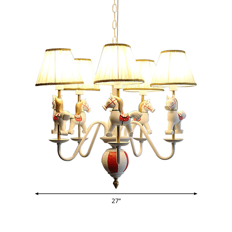 5 Lights Horse Pendant Lamp Contemporary Metal Chandelier for Baby Bedroom Clearhalo 'Ceiling Lights' 'Chandeliers' Lighting' options 193364