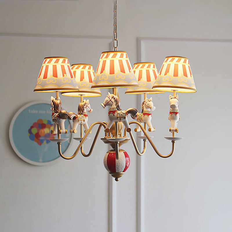 5 Lights Horse Pendant Lamp Contemporary Metal Chandelier for Baby Bedroom Clearhalo 'Ceiling Lights' 'Chandeliers' Lighting' options 193367