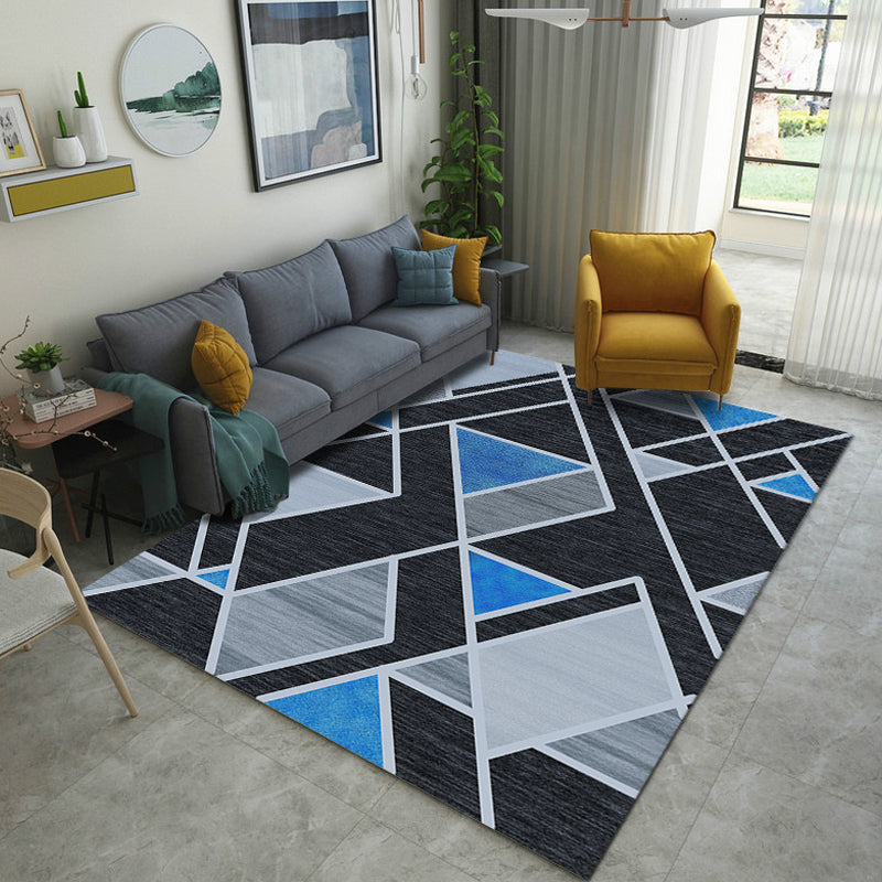 Contemporary Modern Rug in Black and Brown Abstract Line Pattern Rug Polyester Washable Carpet for Home Decoration Dark Gray Clearhalo 'Area Rug' 'Modern' 'Rugs' Rug' 1933729