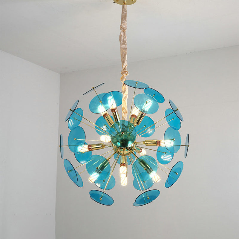 Sputnik Bedroom Ceiling Chandelier Metal 12-Bulb Modernist Hanging Ceiling Light in Grey/White/Blue Clearhalo 'Ceiling Lights' 'Chandeliers' Lighting' options 1933797