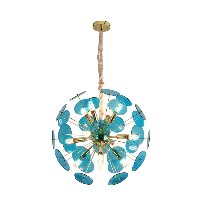 Sputnik Bedroom Ceiling Chandelier Metal 12-Bulb Modernist Hanging Ceiling Light in Grey/White/Blue Clearhalo 'Ceiling Lights' 'Chandeliers' Lighting' options 1933798