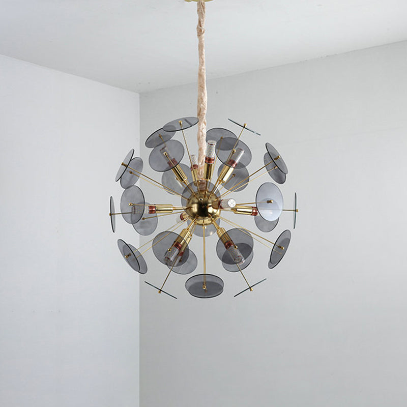 Sputnik Bedroom Ceiling Chandelier Metal 12-Bulb Modernist Hanging Ceiling Light in Grey/White/Blue Clearhalo 'Ceiling Lights' 'Chandeliers' Lighting' options 1933801