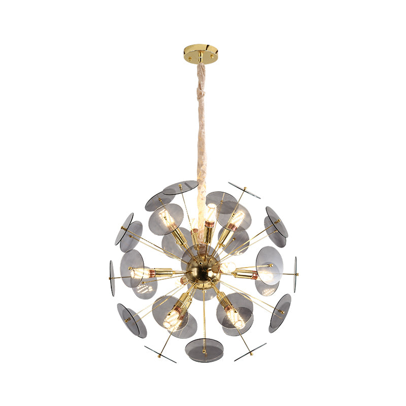 Sputnik Bedroom Ceiling Chandelier Metal 12-Bulb Modernist Hanging Ceiling Light in Grey/White/Blue Clearhalo 'Ceiling Lights' 'Chandeliers' Lighting' options 1933802