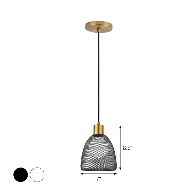 Metallic Bell Hanging Light Fixture Modernist 1 Bulb Black/White Pendant Lighting for Dining Room Clearhalo 'Ceiling Lights' 'Modern Pendants' 'Modern' 'Pendant Lights' 'Pendants' Lighting' 1933833