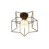 Metallic Star Frame Flush Mount Lamp Modernist 1 Light Close to Ceiling Light in Black/Gold Clearhalo 'Ceiling Lights' 'Close To Ceiling Lights' 'Close to ceiling' 'Flush mount' Lighting' 1933841