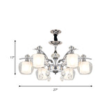 Clear Glass Global Down Lighting Simple 6-Light Chrome Chandelier Lamp with Crystal Strands Deco Clearhalo 'Ceiling Lights' 'Chandeliers' 'Modern Chandeliers' 'Modern' Lighting' 1933864