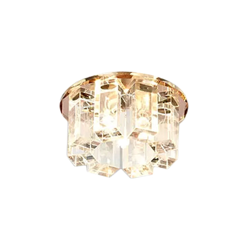 Rectangle Flush Light Simplicity Blue/Gold/Tan Crystal LED Corridor Flush Mount Fixture in Warm/White Light with Round Design Clearhalo 'Ceiling Lights' 'Close To Ceiling Lights' 'Close to ceiling' 'Flush mount' Lighting' 1933867