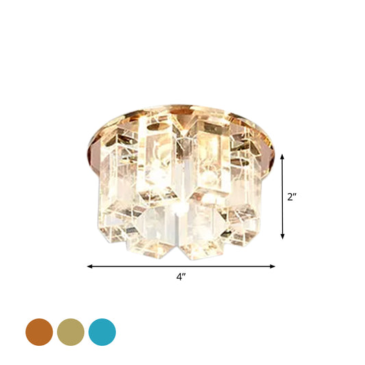 Rectangle Flush Light Simplicity Blue/Gold/Tan Crystal LED Corridor Flush Mount Fixture in Warm/White Light with Round Design Clearhalo 'Ceiling Lights' 'Close To Ceiling Lights' 'Close to ceiling' 'Flush mount' Lighting' 1933868
