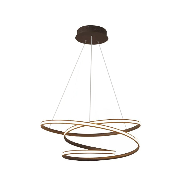 Iron Screwy Circle Drop Lamp Simplicity LED Chandelier Lighting Fixture in Coffee, Warm/White Light Clearhalo 'Ceiling Lights' 'Chandeliers' 'Modern Chandeliers' 'Modern' Lighting' 1933925