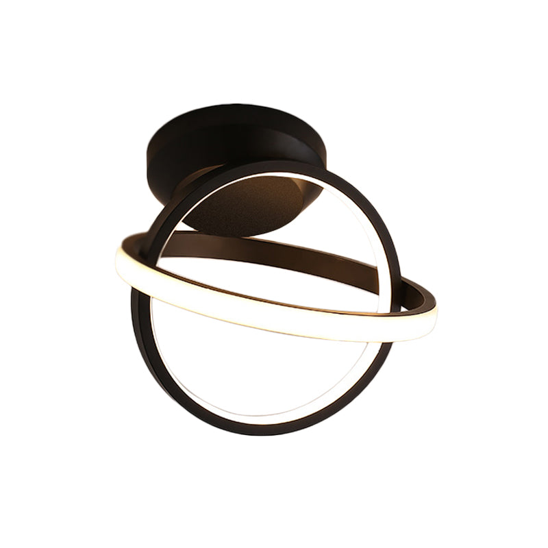 Crossed Circle Metallic Flush Mount Lamp Minimalist Black/White LED Ceiling Flush in Warm/White Light Clearhalo 'Ceiling Lights' 'Close To Ceiling Lights' 'Close to ceiling' 'Flush mount' Lighting' 1933930