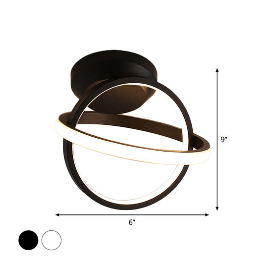 Crossed Circle Metallic Flush Mount Lamp Minimalist Black/White LED Ceiling Flush in Warm/White Light Clearhalo 'Ceiling Lights' 'Close To Ceiling Lights' 'Close to ceiling' 'Flush mount' Lighting' 1933931