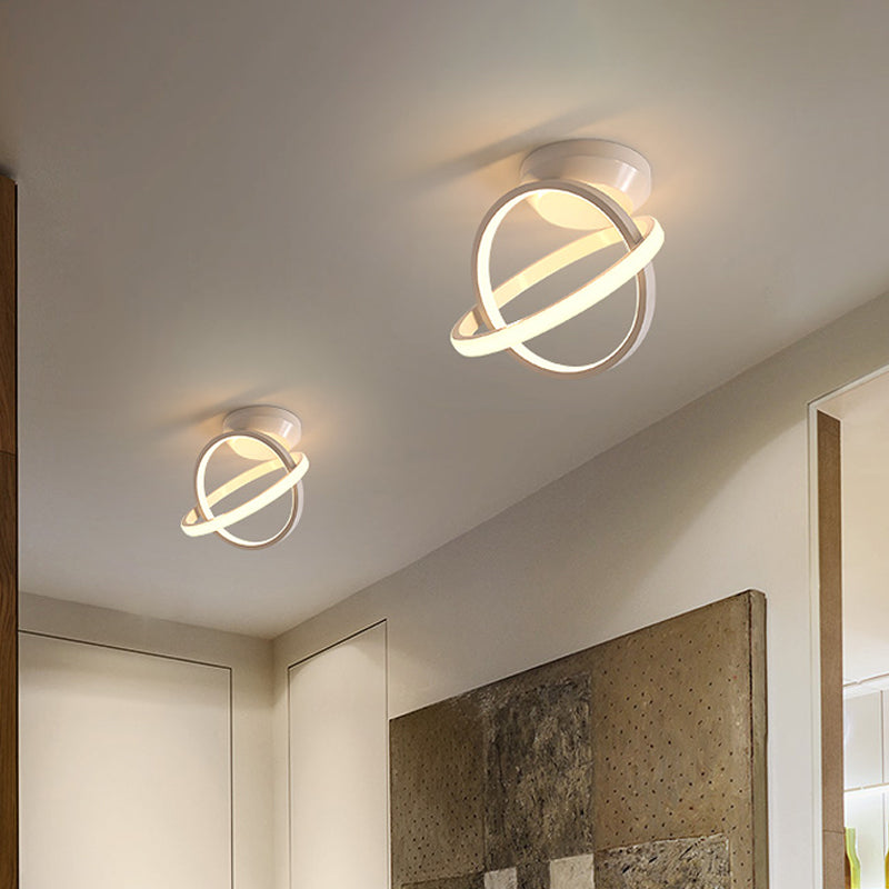 Crossed Circle Metallic Flush Mount Lamp Minimalist Black/White LED Ceiling Flush in Warm/White Light Clearhalo 'Ceiling Lights' 'Close To Ceiling Lights' 'Close to ceiling' 'Flush mount' Lighting' 1933934