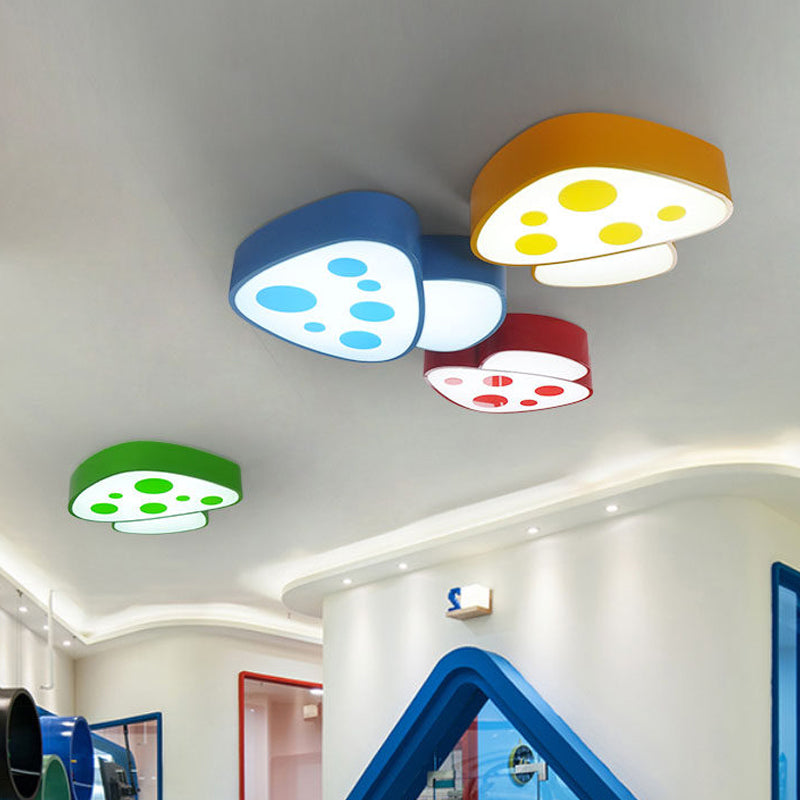 Mushroom Baby Room Flush Mount Light Acrylic LED Kids Close to Ceiling Lamp in Blue/Red/Yellow Clearhalo 'Ceiling Lights' 'Close To Ceiling Lights' 'Close to ceiling' 'Flush mount' Lighting' 1933938