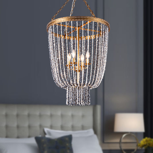 Basket Dining Room Flush Lighting Antiqued Metal 2 Lights Brass Flushmount with Stone Chain Brass Clearhalo 'Ceiling Lights' 'Close To Ceiling Lights' 'Close to ceiling' 'Flush mount' Lighting' 1933983