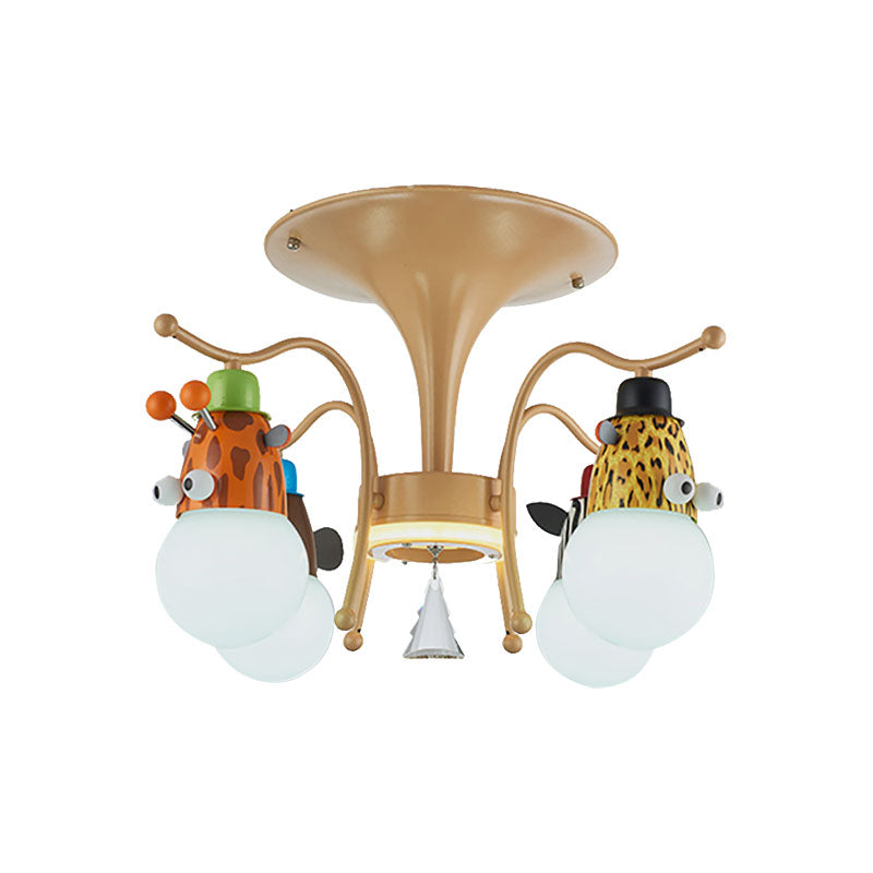 Metal Animal Ceiling Light 4 Lights Cartoon Multi- Color Semi Flushmount Light for Kindergarten Clearhalo 'Ceiling Lights' 'Close To Ceiling Lights' 'Close to ceiling' 'Semi-flushmount' Lighting' 193399