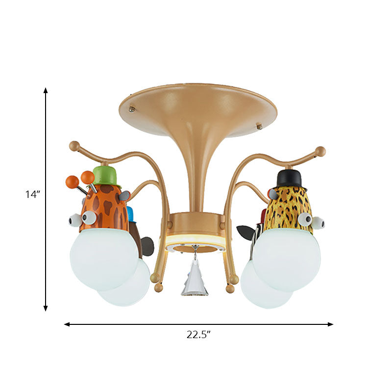 Metal Animal Ceiling Light 4 Lights Cartoon Multi- Color Semi Flushmount Light for Kindergarten Clearhalo 'Ceiling Lights' 'Close To Ceiling Lights' 'Close to ceiling' 'Semi-flushmount' Lighting' 193400