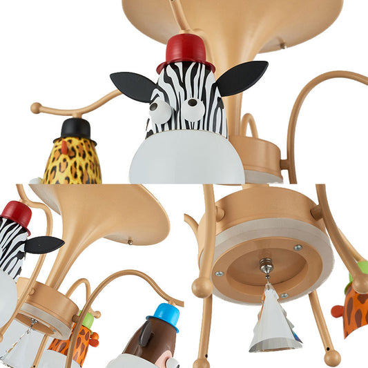 Metal Animal Ceiling Light 4 Lights Cartoon Multi- Color Semi Flushmount Light for Kindergarten Clearhalo 'Ceiling Lights' 'Close To Ceiling Lights' 'Close to ceiling' 'Semi-flushmount' Lighting' 193401