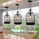 Black/White Birdcage Drop Lamp Rustic Metal 8"/10"/16" Wide Single Dining Room Ceiling Pendant Light Clearhalo 'Ceiling Lights' 'Pendant Lights' 'Pendants' Lighting' 1934032