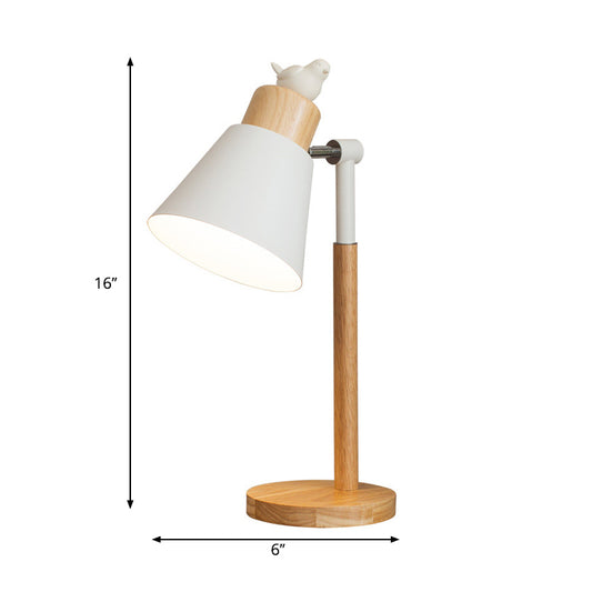 Rotatable Wood Desk Light with Animal Deco Living Room 1 Light Nordic Style Table Lamp in Beige Clearhalo 'Lamps' 'Table Lamps' Lighting' 193405