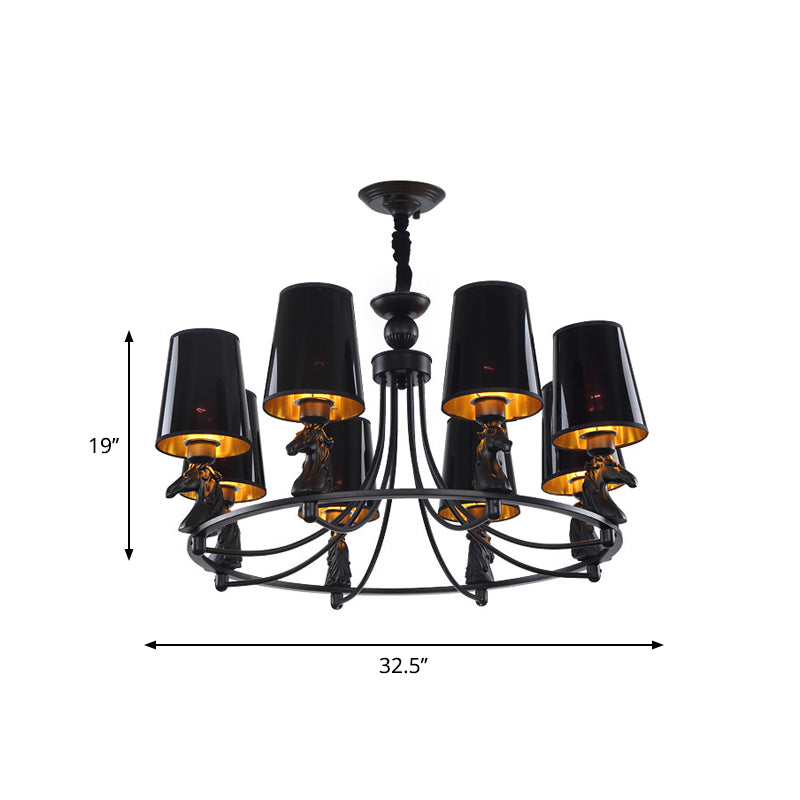 Iron Flared Chandelier Lamp Traditional 4/6/8-Light Ceiling Pendant with Resin Detail in Black Clearhalo 'Ceiling Lights' 'Chandeliers' Lighting' options 1934081