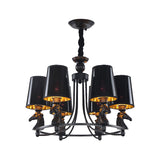 Iron Flared Chandelier Lamp Traditional 4/6/8-Light Ceiling Pendant with Resin Detail in Black Clearhalo 'Ceiling Lights' 'Chandeliers' Lighting' options 1934085