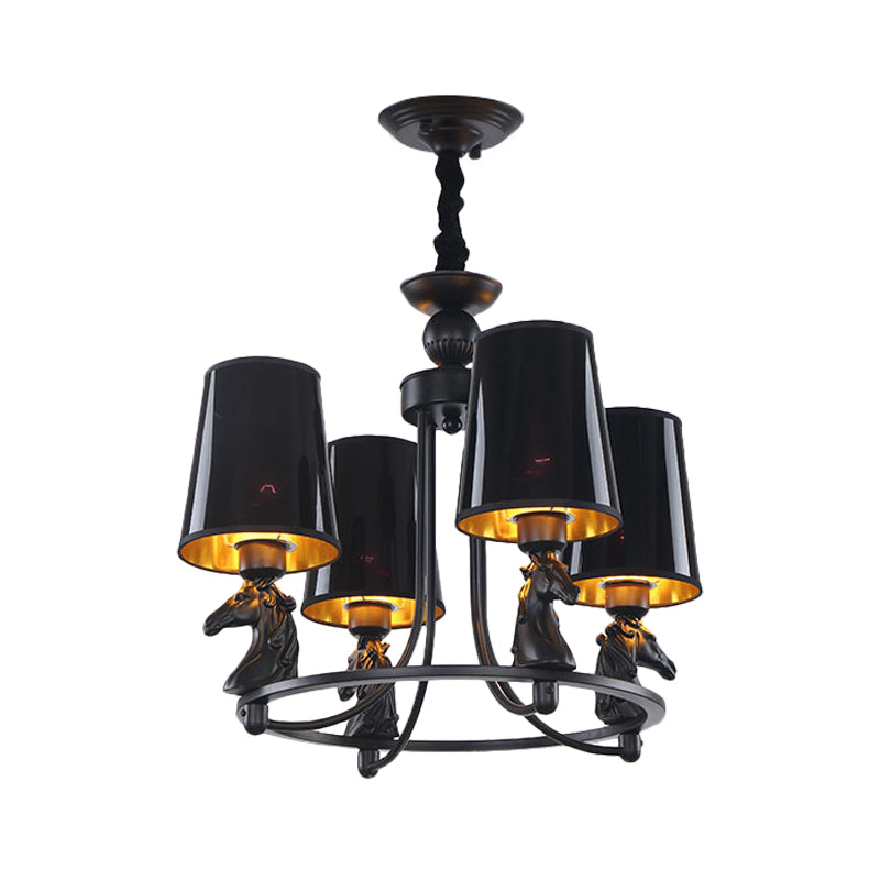 Iron Flared Chandelier Lamp Traditional 4/6/8-Light Ceiling Pendant with Resin Detail in Black Clearhalo 'Ceiling Lights' 'Chandeliers' Lighting' options 1934089