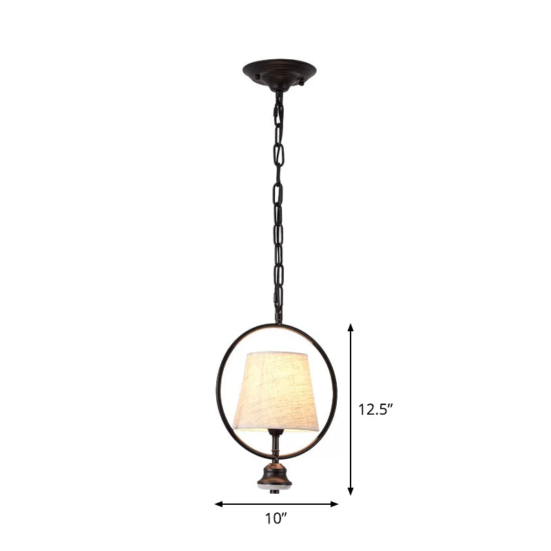 1 Bulb Tapered Pendulum Pendant Traditional White Fabric Dining Room Ceiling Light Fixture Clearhalo 'Ceiling Lights' 'Pendant Lights' 'Pendants' Lighting' 1934109