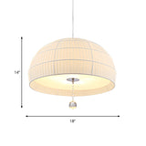 Semi Sphere Fabric Chandelier Minimal 5-Light White Hanging Ceiling Light with Dropped Crystal Ball Clearhalo 'Ceiling Lights' 'Chandeliers' Lighting' options 1934114