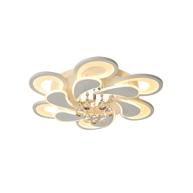 Modern LED Flush Mount Light White Spiral Crystal Orb Close to Ceiling Lamp with Acrylic Shade in Warm/White Light Clearhalo 'Ceiling Lights' 'Close To Ceiling Lights' 'Close to ceiling' 'Flush mount' Lighting' 1934213