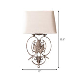 White 1 Head Sconce Lighting Rustic Metallic Maple Leaf Wall Lamp Fixture with Fabric Shade Clearhalo 'Wall Lamps & Sconces' 'Wall Lights' Lighting' 1934318