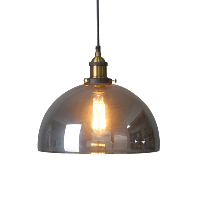 Smoky Grey Glass Pear/Globe Pendant Lamp Retro Style 1 Head Bedside Ceiling Hanging Light in Brass Smoke Gray B Clearhalo 'Ceiling Lights' 'Glass shade' 'Glass' 'Industrial Pendants' 'Industrial' 'Middle Century Pendants' 'Pendant Lights' 'Pendants' 'Tiffany' Lighting' 1934388